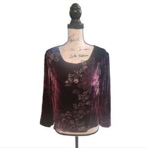 Vintage Carol Anderson Whimsical Goth Purple‎ Velvet Floral Top Size Small